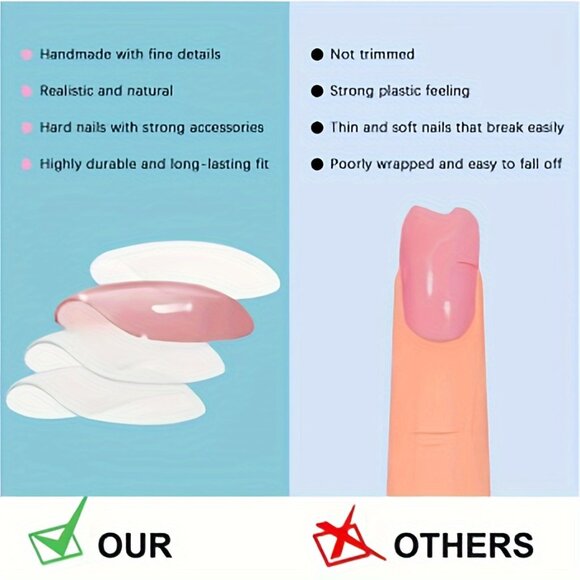 24pcs Christmas Press On Nails Set Long Almond Shape, Red & White with Snowflake - Picture 5 of 8